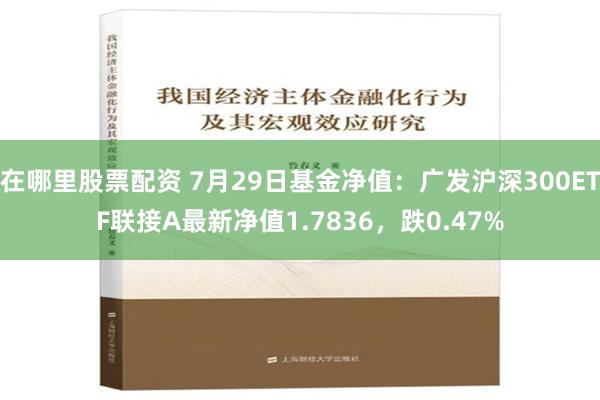 在哪里股票配资 7月29日基金净值：广发沪深300ETF联接A最新净值1.7836，跌0.47%