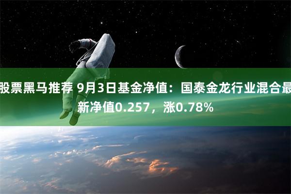 股票黑马推荐 9月3日基金净值：国泰金龙行业混合最新净值0.257，涨0.78%