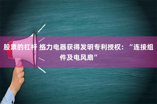 股票的杠杆 格力电器获得发明专利授权：“连接组件及电风扇”