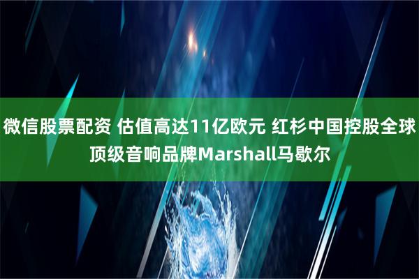 微信股票配资 估值高达11亿欧元 红杉中国控股全球顶级音响品牌Marshall马歇尔