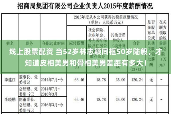 线上股票配资 当52岁林志颖同框50岁陆毅，才知道皮相美男和骨相美男差距有多大！